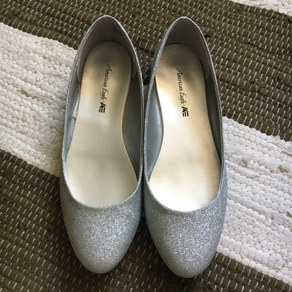 Silver Glitter Flats (American Eagle Outfitters)